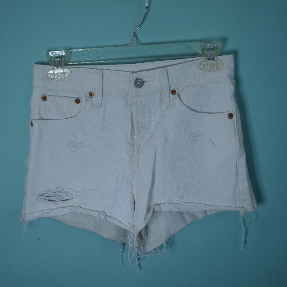 Levi's white vintage cut off shorts
